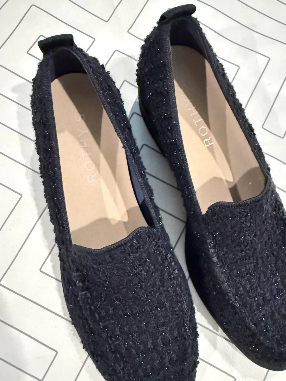 New Rothy's Lug Loafer in Boucle Black